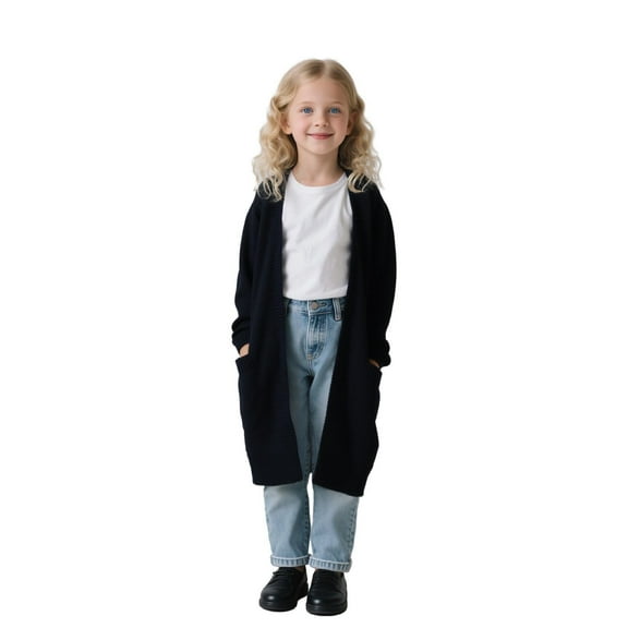 MEZZALL Child Toddler Girls Cardigan Coat Jacket Casual Knitted Long Sleeve Sweater With Pockets Infants Daily Wear Comfort / 6-7 Years