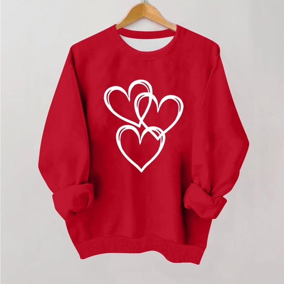 Valentine's Day Sweatshirt for Girls Red Heart Design Pullover Soft Stretchy Kids to Teens Sizes 4-16,Size 1 Tear