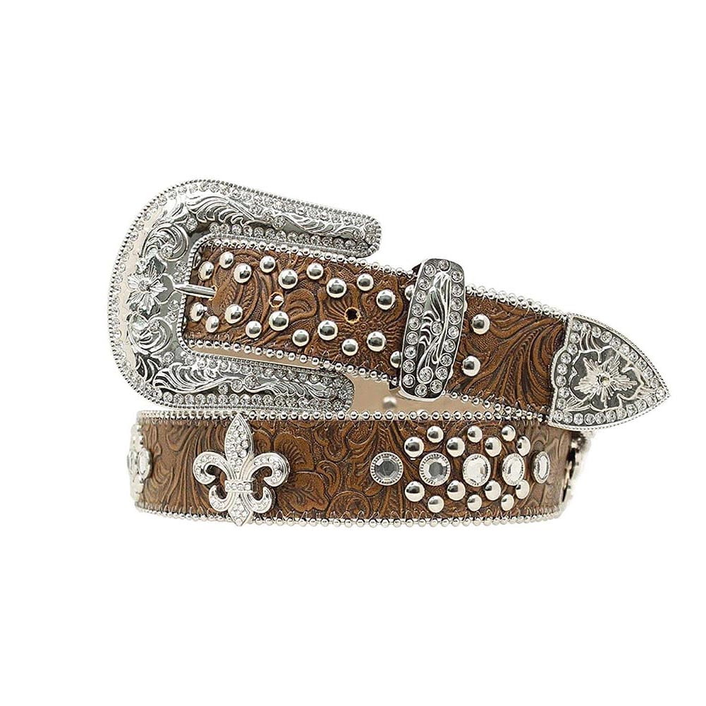 Blazin Roxx Women's Floral Fleur De Lis Belt, Brown, L - Walmart.com