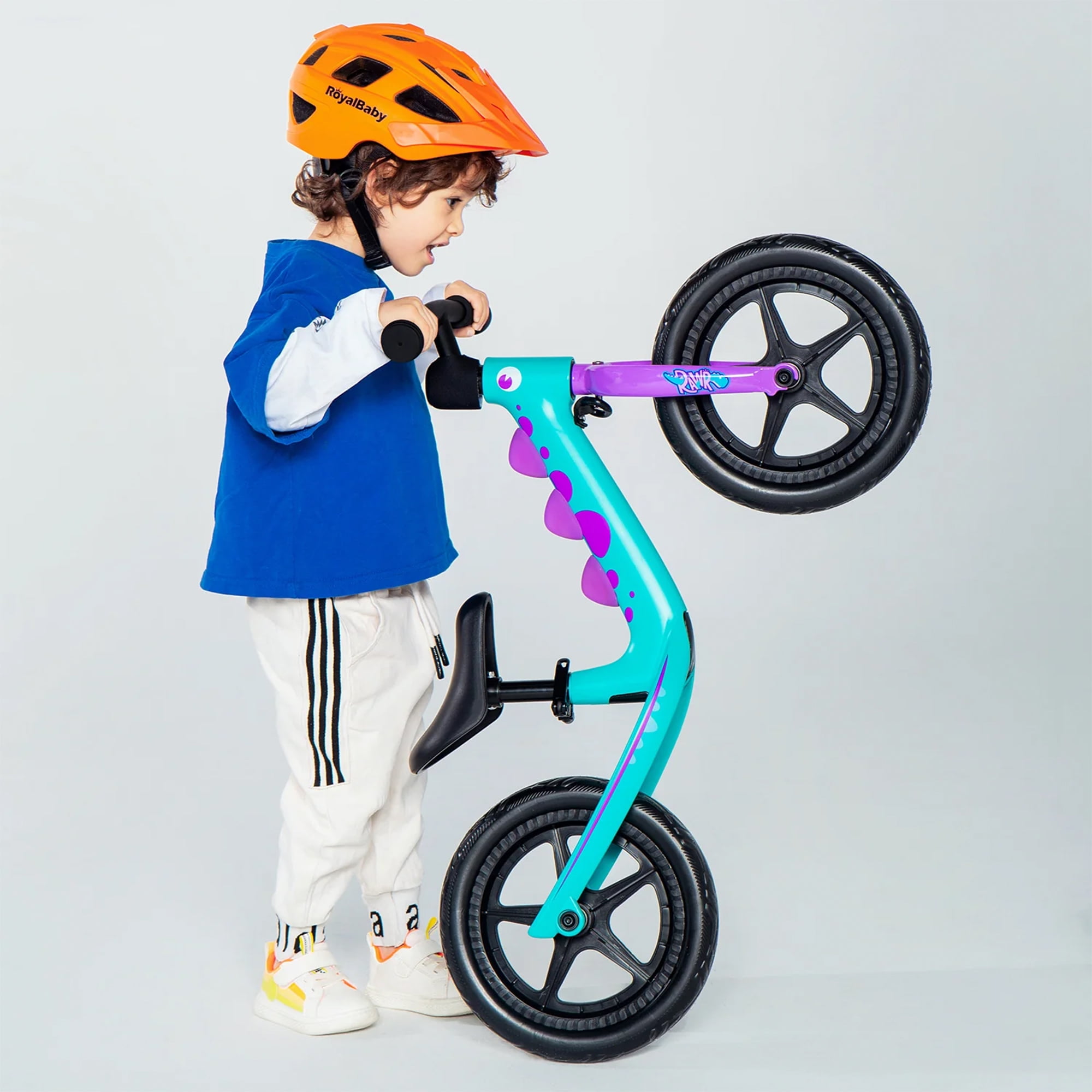 Free Shipping RoyalBaby Dinosaur 12 Inch Magnesium Frame Toddler Kids Balance Bike Teal Walmart