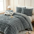 thumbnail image 3 of BLEUM CADE Fluffy Comforter Set King Size,Faux Fur Luxury Fuzzy Bedding Sets Light Gray,Shaggy Plush Duvet Cover Set with 2 Pillowcases, 3 of 11