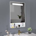 thumbnail image 2 of LED Lighted 22x34 Wall Mounted Infrared Hand Sensor Switch White Framed Bathroom Vanity Mirror with Shelf, 2 of 9