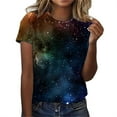 thumbnail image 2 of Texiao Women's 3D Galaxy Print T Shirts Glitter Shirts Blouse Fashionable Starry Summer Shirts Round Neck Short Sleeve Tops for Carnival Costumes, 2 of 6