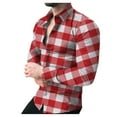 thumbnail image 2 of MRULIC shirts for men Mens Shirt Fashion Checkered Plaid Cross Matching Shirts Causal Button Shirt TopsMen Shirts Pink + 3XL, 2 of 3