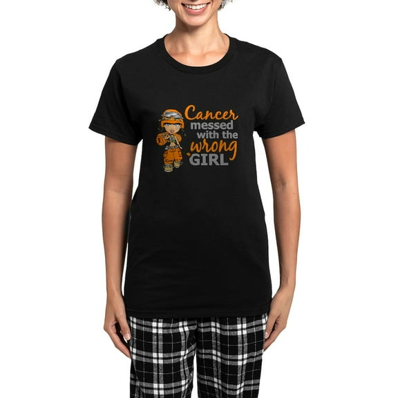CafePress - Combat Girl Kidney Cancer Women's Dark Pajamas - Women's Short Sleeve Print T-Shirt and Pants Dark Cotton Pajama Set