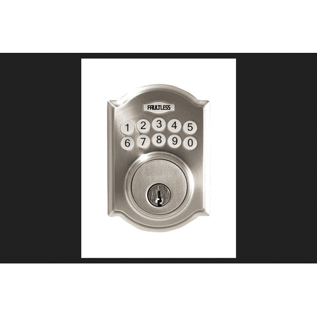 FAULTLESS Satin Nickel Electronic Deadbolt 1-3/4 in in. For Exterior Doors where Keyed Entry