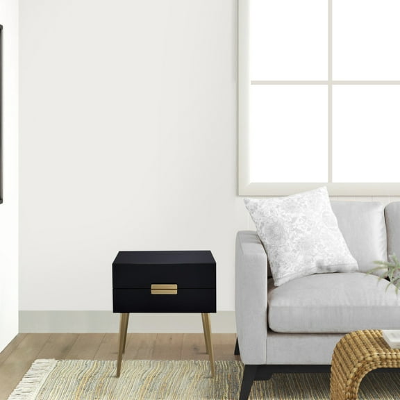 ACME Denvor Rectangular Wooden End Table in Black and Gold