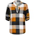 thumbnail image 5 of Oversized Tshirts for Women Casual Long Sleeve Plaid Shirt Slim Jacke Summer Tops for Women Orange XXXXXL, 5 of 7