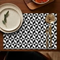 thumbnail image 5 of Black White Geometric Checkered Pattern Summer Placemats Table Placemats Set Of 4-Linen Kitchen Washable Placemats Table Mats 11.8"x17.7" Non-Slip Heat Resistant, 5 of 6