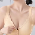 thumbnail image 7 of MLCDZ Plus Size Front Button Closure Bras for Older Women Convenient Lace Wireless Seamless Underwear Daily Bra Comfort Post Surgical Mastectomy Bra D-Beige XXXXL, 7 of 7