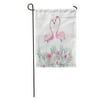 SIDONKU Watercolor Couple Pink Flamingos and Bouquet Flowers Watercolour for Birthday Garden Flag Decorative Flag House Banner 28x40 inch