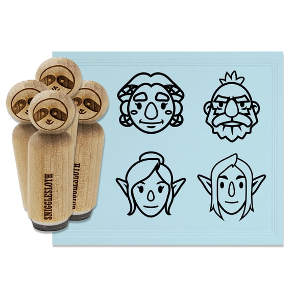 Elf and Dwarf Gaming Character Faces Male Female Rubber Stamp Set for Scrapbooking Crafting Stamping - Mini 1/2 Inch