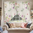 thumbnail image 2 of Pink Spring Floral Swag Kitchen Curtain Valances, Watercolor Botanical Wildflowers Retro Rod Pocket Curtains Window Treatment Decor Valances for Bedroom Bathroom, 2 Panels 36 x 36 Inch, 2 of 9