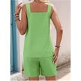 thumbnail image 6 of Women's Round Neck O-Ring Sleeveless Tank Top and Shorts 2 Piece Outfit Set Grass Green L, 6 of 7