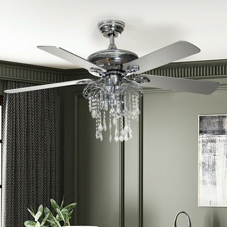 

14 Karat Home 52 Nahral 5-Blade LED Ceiling Fan Lighting Remote Control Silver