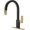 Black & Gold, variant on Square Kitchen Faucet Brushed Nickel, Modern Pull Down Kitchen Sink Faucet with 2 Modes, S304 Stainless Steel Single Handle Faucet for Kitchen Sink, with Square Deck Plate
