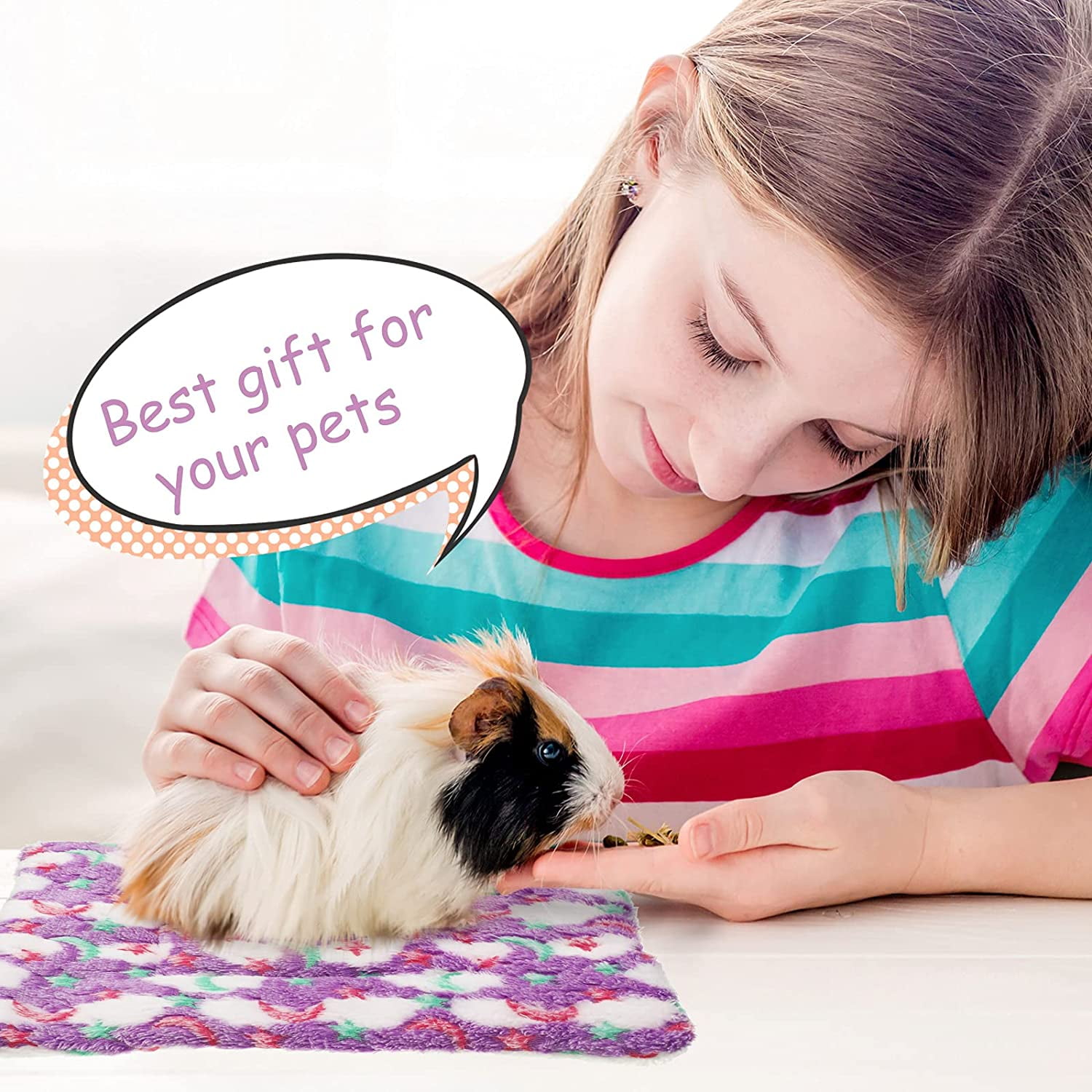 4 Pieces Guinea Pig Beds Mat Small Animal Winter Warm Hamster Sleep Bedding Pads for Rabbit Chinchilla Squirrel Hedgehog