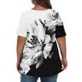 thumbnail image 7 of ADSSDQ Womens Tshirts Plus Size Short Sleeve Summer Loose Flowy Work Out Tops Gym For Women V-Neck Shirts Dressy Casual Retro Floral Blouses Sweatshirt Fall Clothes Black 5XL, 7 of 7
