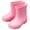 Pink, variant on Girls Bright Glossy Rubber Wellies, Mid-Calf Non-Slip Tread Sole Kids Rain Boots for Outdoor Puddle Play