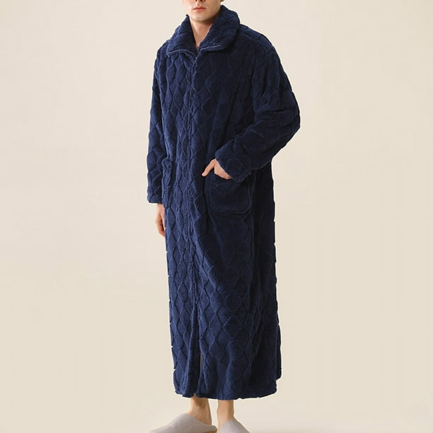 Batas Camisón de invierno para hombre Camisón de franela holgado y cálido Ropa de casa Camisón de hombre Bata de dormir para hombre