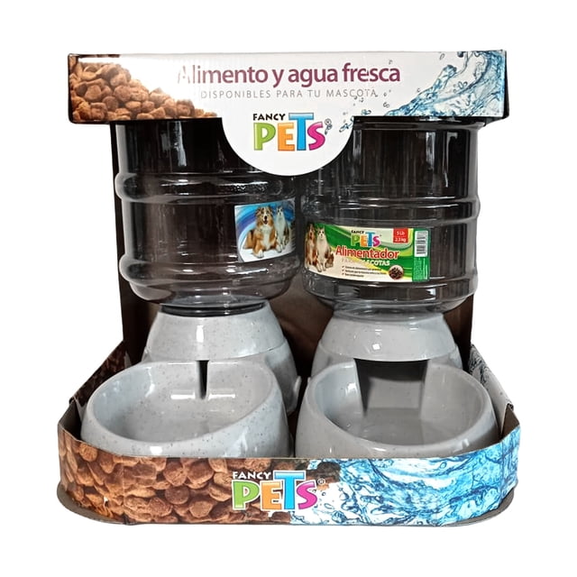 Kit De Contenedores Para Agua Y Alimento Fancy Pets 2 Pzas Color Blanco