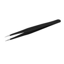 TST-12 Non-Corrosive Stainless Steel Anti Static Round Pointed Tip Tweezer Black