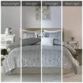 thumbnail image 2 of Intelligent Design Cozy Raina Comforter Set - 5 PC - Grey - Glam Metallic Silver Geometric Print Over Grey - Hypoallergenic Microfiber Brushed - Full/Queen - 1 Comforter, 2 Shams, 2 Pillows, 2 of 5