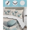 thumbnail image 4 of Quilts Twin Size, Turquoise Floral Soft Comforter Bedding Set for Bed, Spring Pastoral Flowers Butterfly Beige Lightweight Quilted Bedspread with Pillow Cover(2 Pieces) for All Season, 68x86 Inch, 4 of 6
