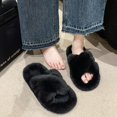 thumbnail image 4 of Zapatillas peludas para mujer, de otoño e invierno, de plataforma con tiras cruzadas de aspecto alto, suela gruesa, suela suave aumentada, zapatillas de algodón para el hogar, 4 of 6