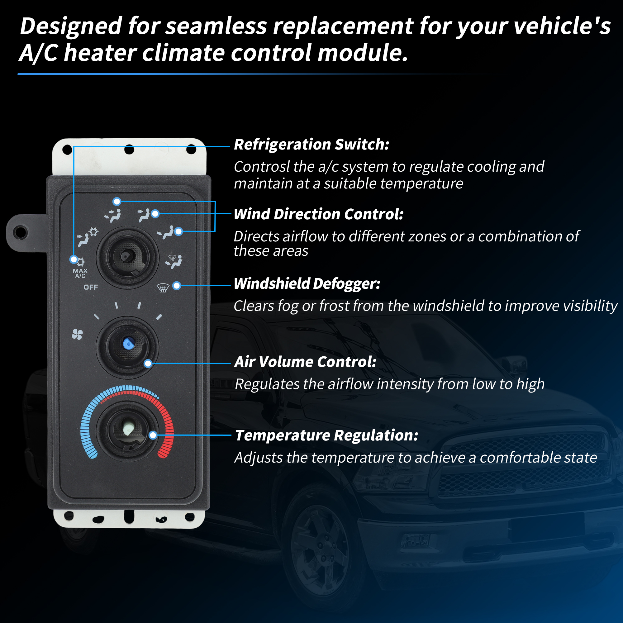 Unique Bargains A/C Climate Control Module for Dodge for Ram 1500-3500 1999-2002