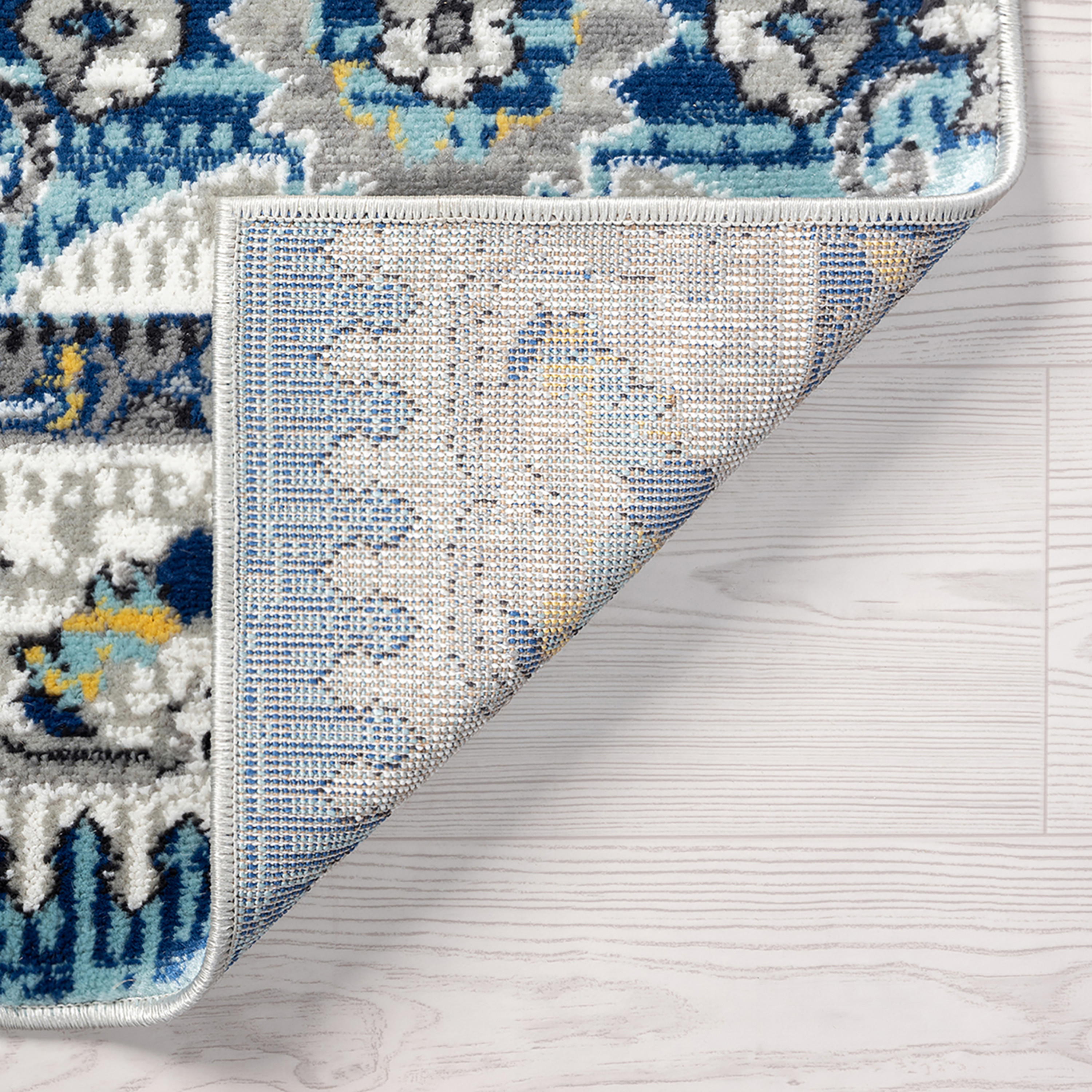 Traditional 5x8 Area Rug (5'3'' x 7'3'') Floral Blue, Cream Living Room Easy to Clean