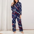 thumbnail image 2 of Fotbe Red White Blue Fireworks 1 Conjunto de Pijama de Manga Larga para Mujer con Estampado, Ropa de Dormir de 2 Piezas, Conjunto de Casa Suave y Cómodo con Bolsillos-Large, 2 of 7