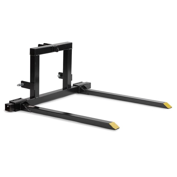 Garvee 3 Point Hitch Pallet Forks Category 1 Tractor 1500 lbs Capacity Adjustable 28-45 inch 50x55 inch for Farm Field Logs – Black Yellow