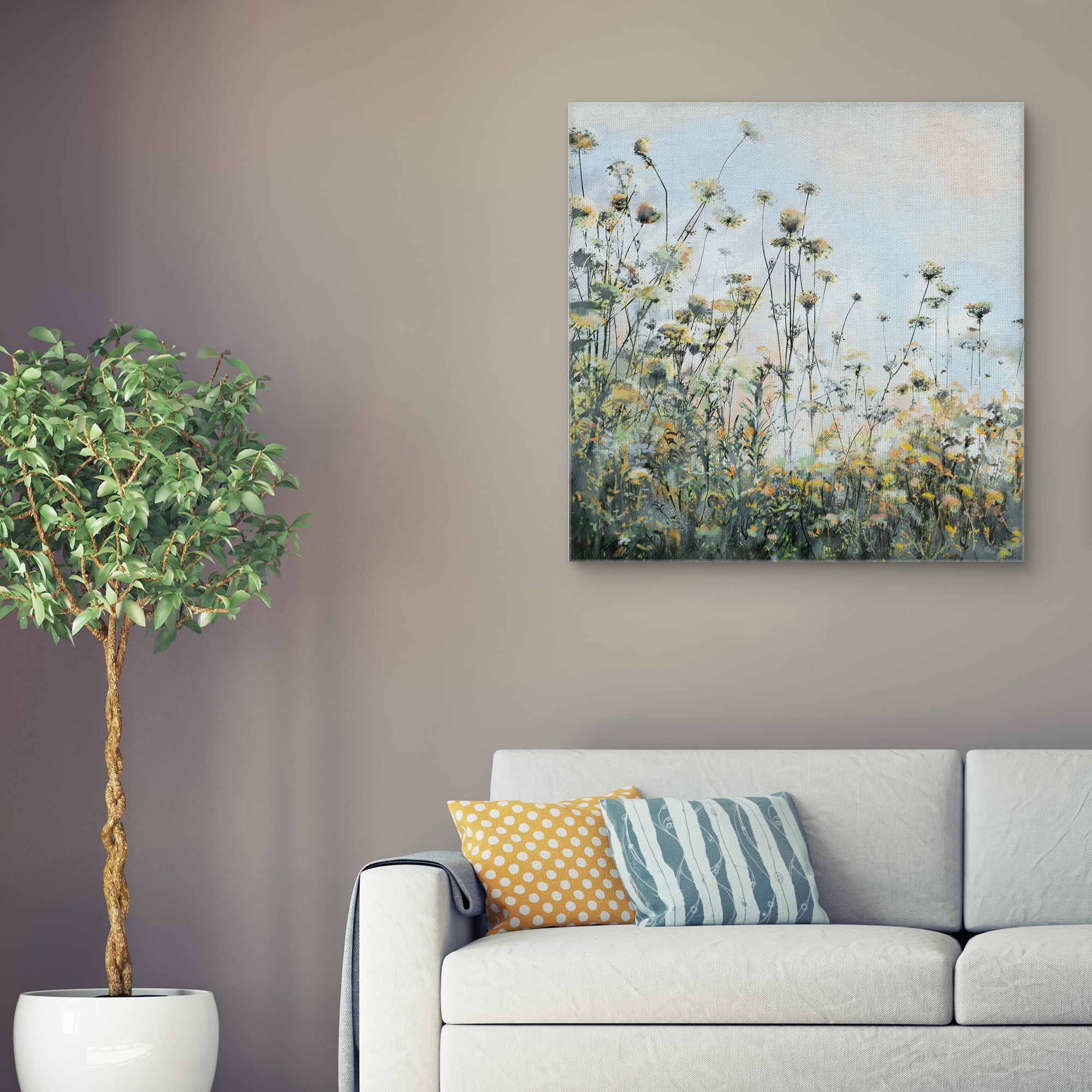 Masterpiece Art Gallery Growing Wild Flowers By Studio Arts Canvas Art Print 30" x 30"