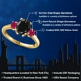 thumbnail image 2 of Gem Stone King 10K Yellow Gold Black Sapphire and Red Ruby Engagement Ring for Women | 3.20 Cttw | Oval 9X7MM | Gemstone September Birthstone | Size 5, 2 of 6