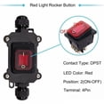 thumbnail image 3 of IP67 Waterproof Cable Switch ON/OFF Line Switch 220V AC Waterproof DPST 4 Terminals Rocker Switch with Red LED Dual Line Input and Output H-K062-KCD4-201N-RW-220V-LS, 3 of 3