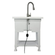 UTILITYSINKS Plastic 30” Freestanding Utility Sink with Pull Faucet, White