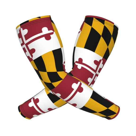 Cooling Compression Arm Sleeves Maryland Flag Sun Protection Sport Arm Sleeves For Men Women Baseball Basketball Running
