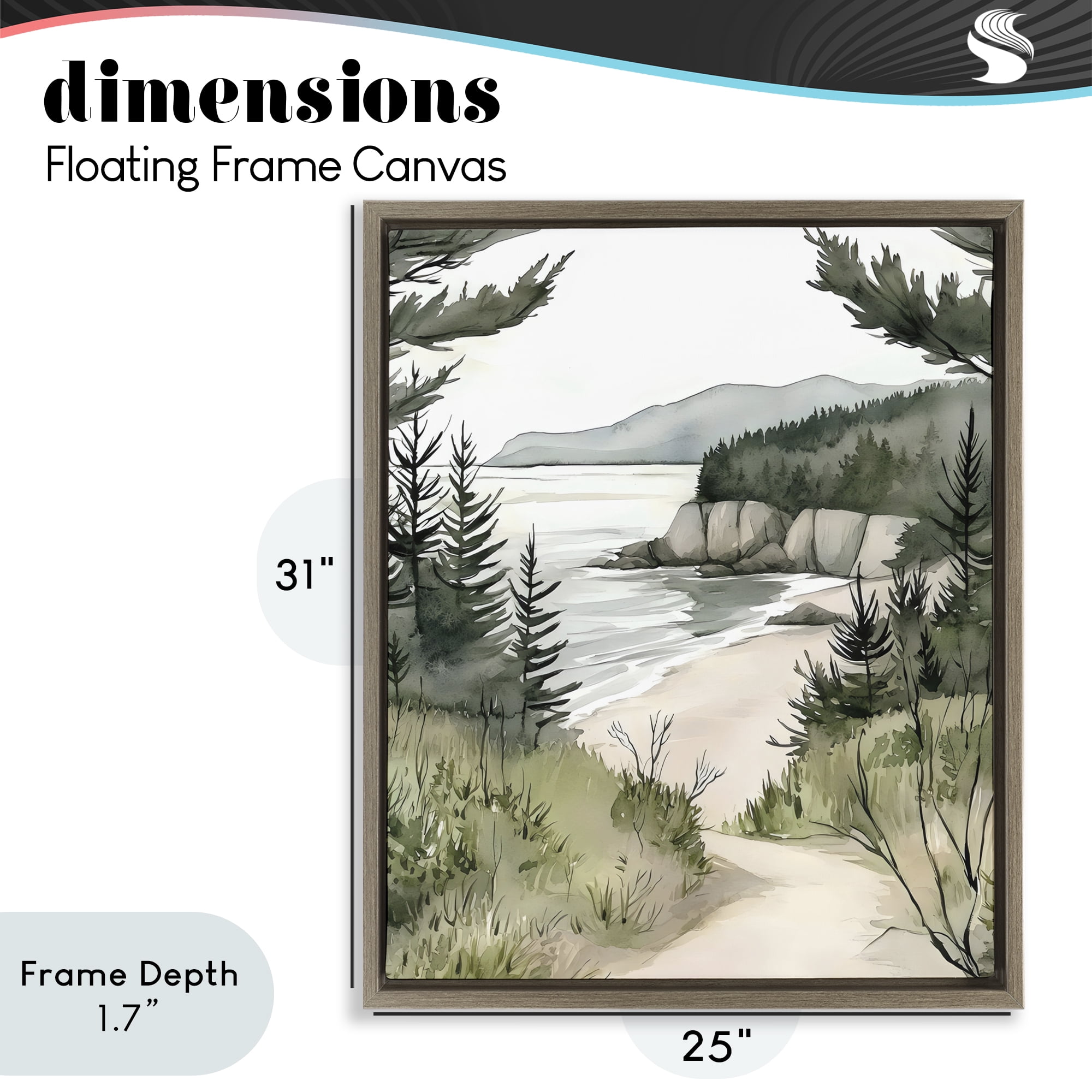 Stupell Industries Coastal Calm Winding Path Brown Framed Floater Canvas Wall Art, design by Riley B