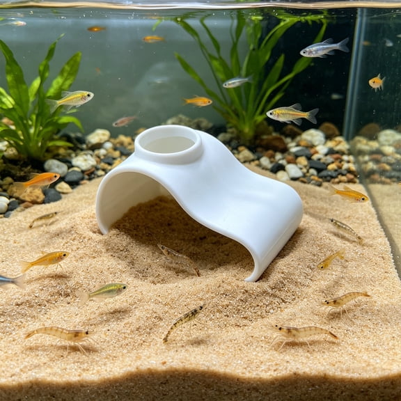 BingTong Aquarium Underground Viewing Tunnel Cave | Natural Curved Gravel Hideout for Fish & Shrimp | Fish Tank Decoration For Catfish Shrimp Reduce Aquatic Pet A-White