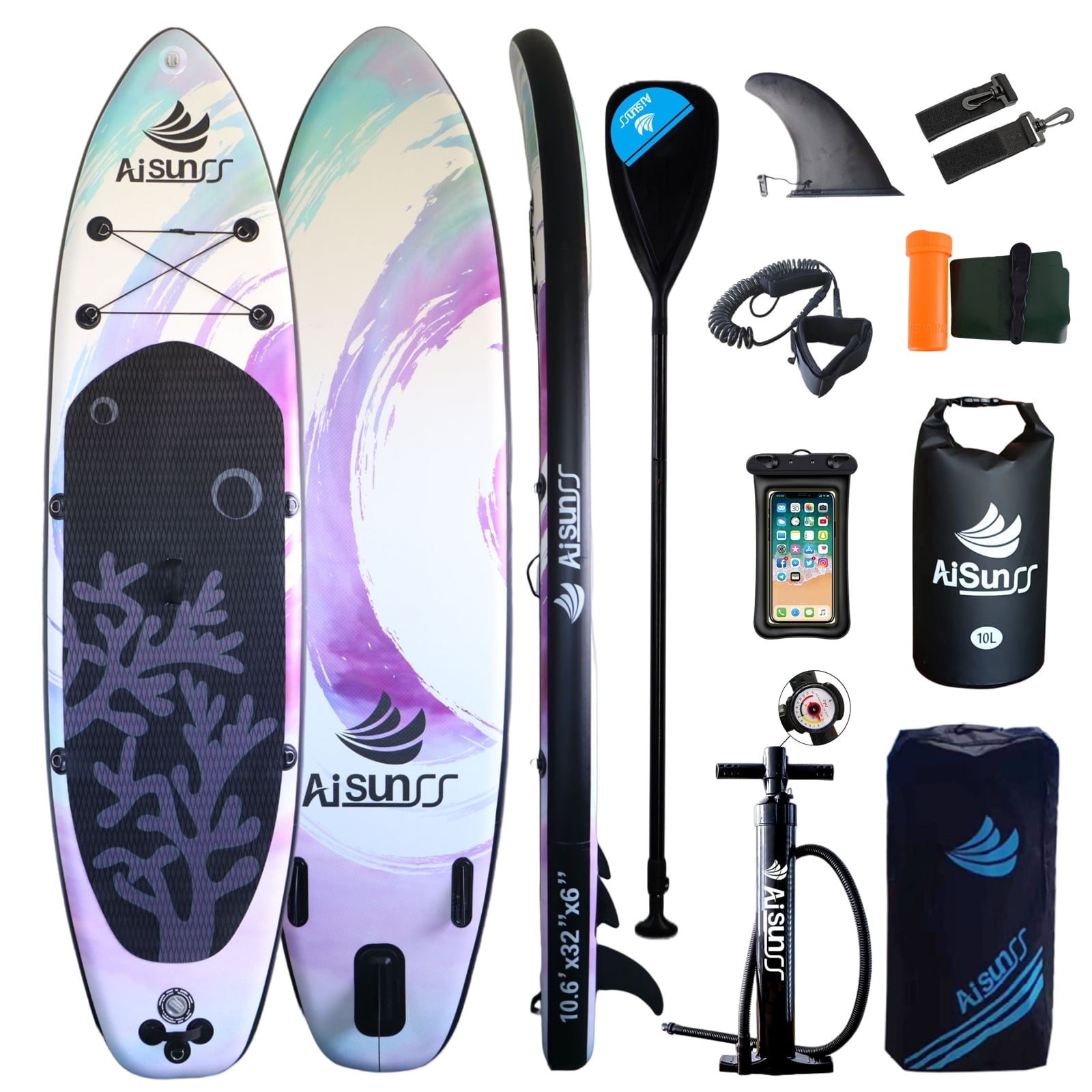 AISUNSS Inflatable Stand Up Paddle Board 10.6ft with Fishing