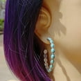 thumbnail image 5 of Bohemian Turquoise Geometric C Shape Drop Dangle Earrings Ethnic Hoop Colorful for Women Statement Western Cowgirl Tribal Boho Jewelry, 5 of 9