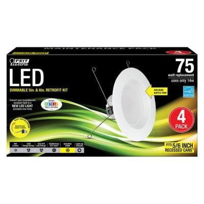 

Feit Electric 5 in. and 6 in. White Trim Recessed Retrofit Baffle Downlight LED Module 90 CRI 2700K (4-Pack)