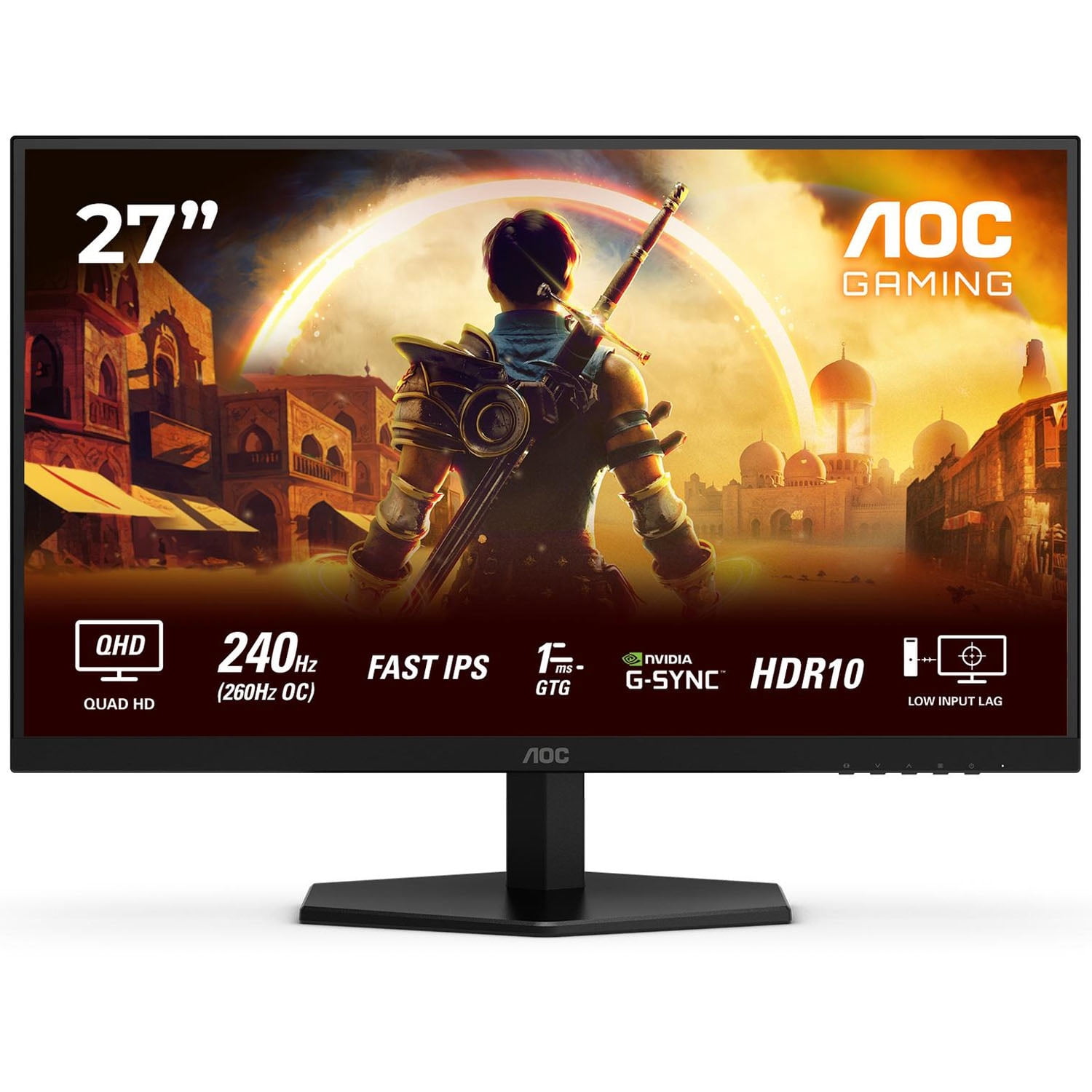 Restored AOC 27" Q27G42ZE IPS, QHD, 2560x1440, 240Hz 0.3ms MPRT, G-Sync Compatible, Gaming Monitor - Black
