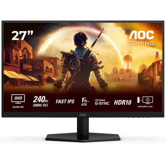 Restored AOC 27" Q27G42ZE IPS, QHD, 2560x1440, 240Hz 0.3ms MPRT, G-Sync Compatible, Gaming Monitor - Black