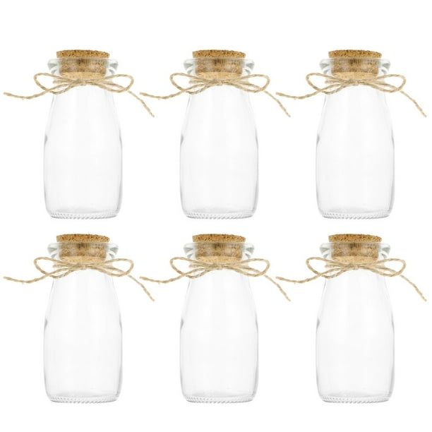 AMERTEER 6Pcs Household Glass Bottles DIY Yogurt Bottles with Lid