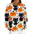 thumbnail image 5 of Halloween Fuzzy Tops for Women Printed Crew Neck Long Sleeve Trendy Spooky Festival Party Pullover Top Multicolor 02 XXL, 5 of 6