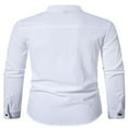 thumbnail image 4 of Chemise Henley Boutonnée Classique pour Hommes avec Tissu en Lin de Coton Rétro, 4 of 5