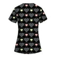 thumbnail image 2 of Valentines Day Scrubs for Women Love Heart Printed V Neck Breathable T-Shirts Short Sleeve Professionals Soft Stretch Scrub Tops with Pockets (Dark gray), 2 of 3