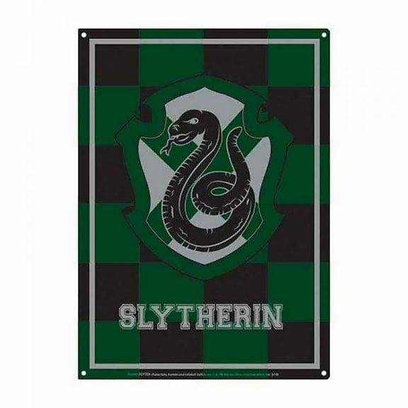 Harry Potter Slytherin Crest Checkered Small Tin Sign